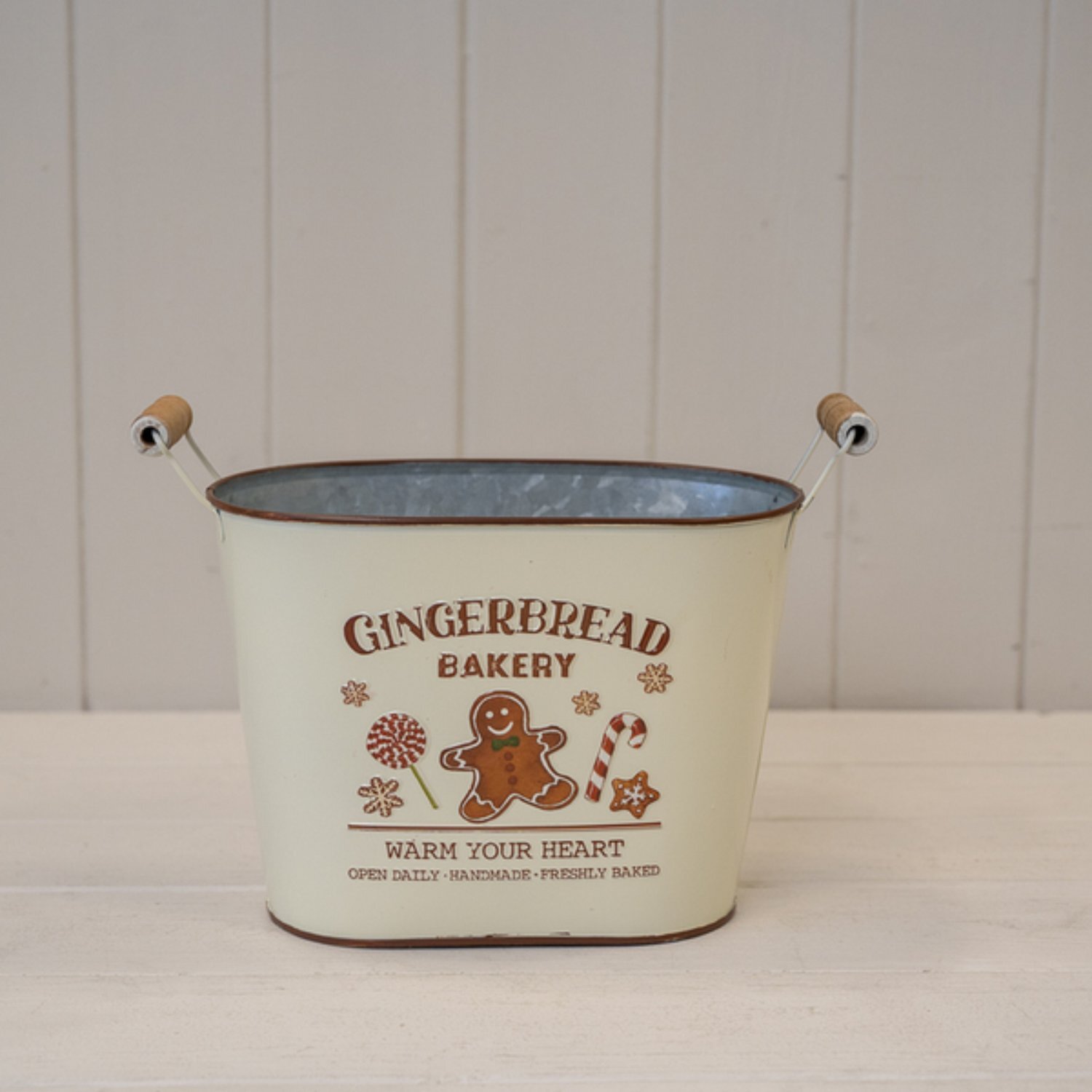 Kdmd Unisex Cream Small 'Gingerbread Bakery' Oval Planter - Image 2