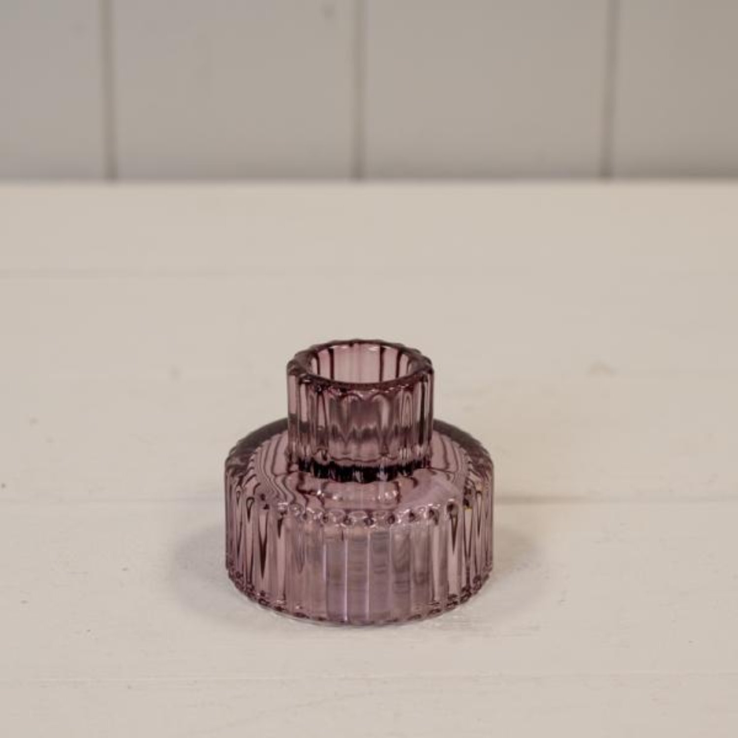 - Stylish Compact Amethyst Glass Candle Holder - Image 3