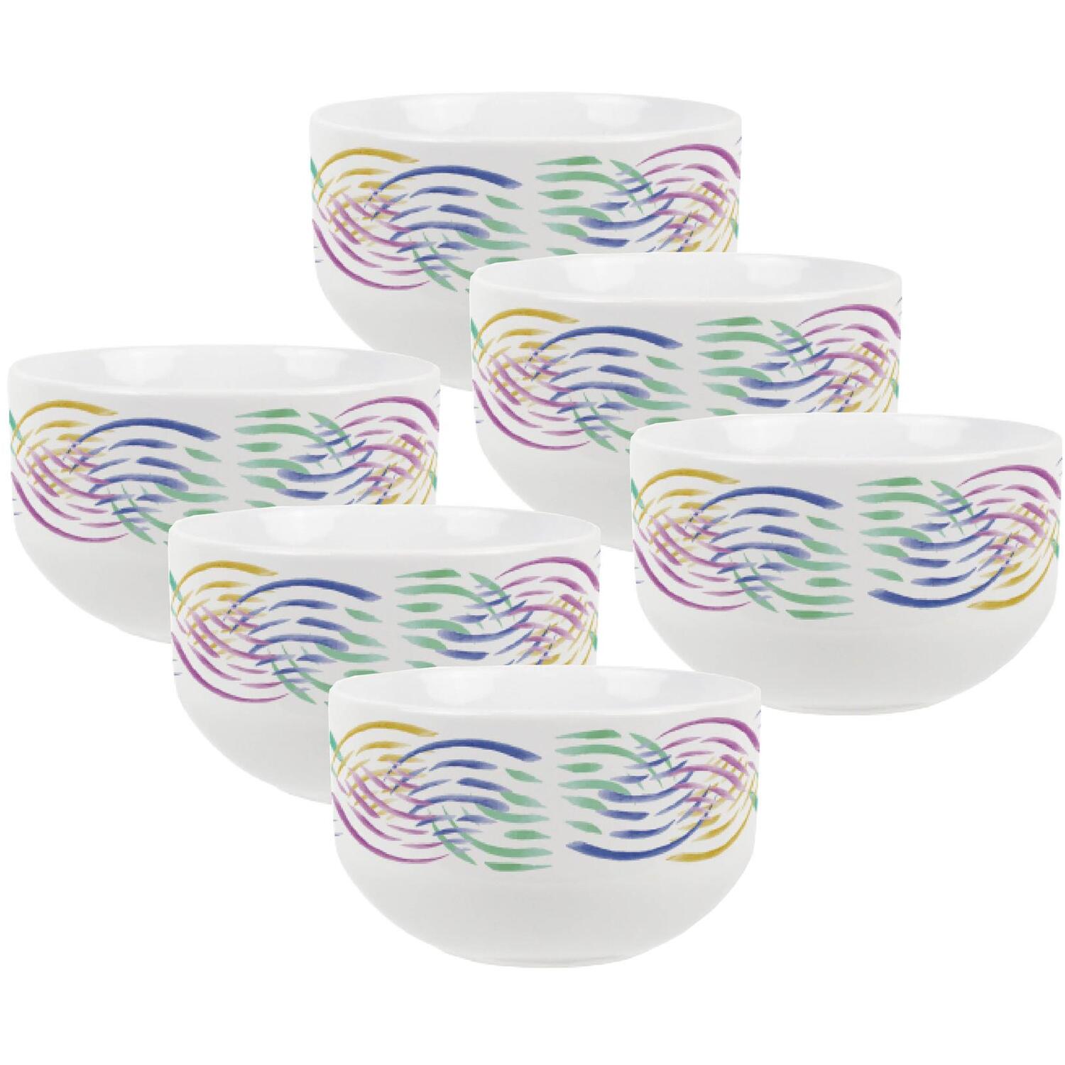 Image of Abstract Waves Ceramic Bowl - Green&hellip;