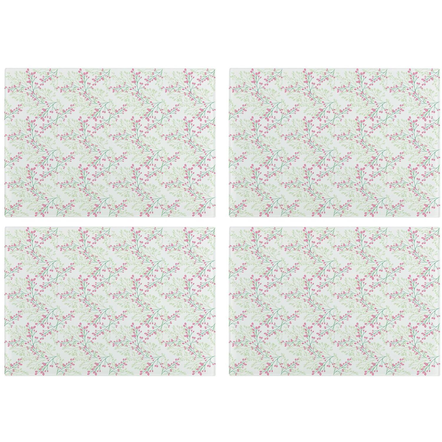 Image of Pink Floral Glass Placemats - Set&hellip;