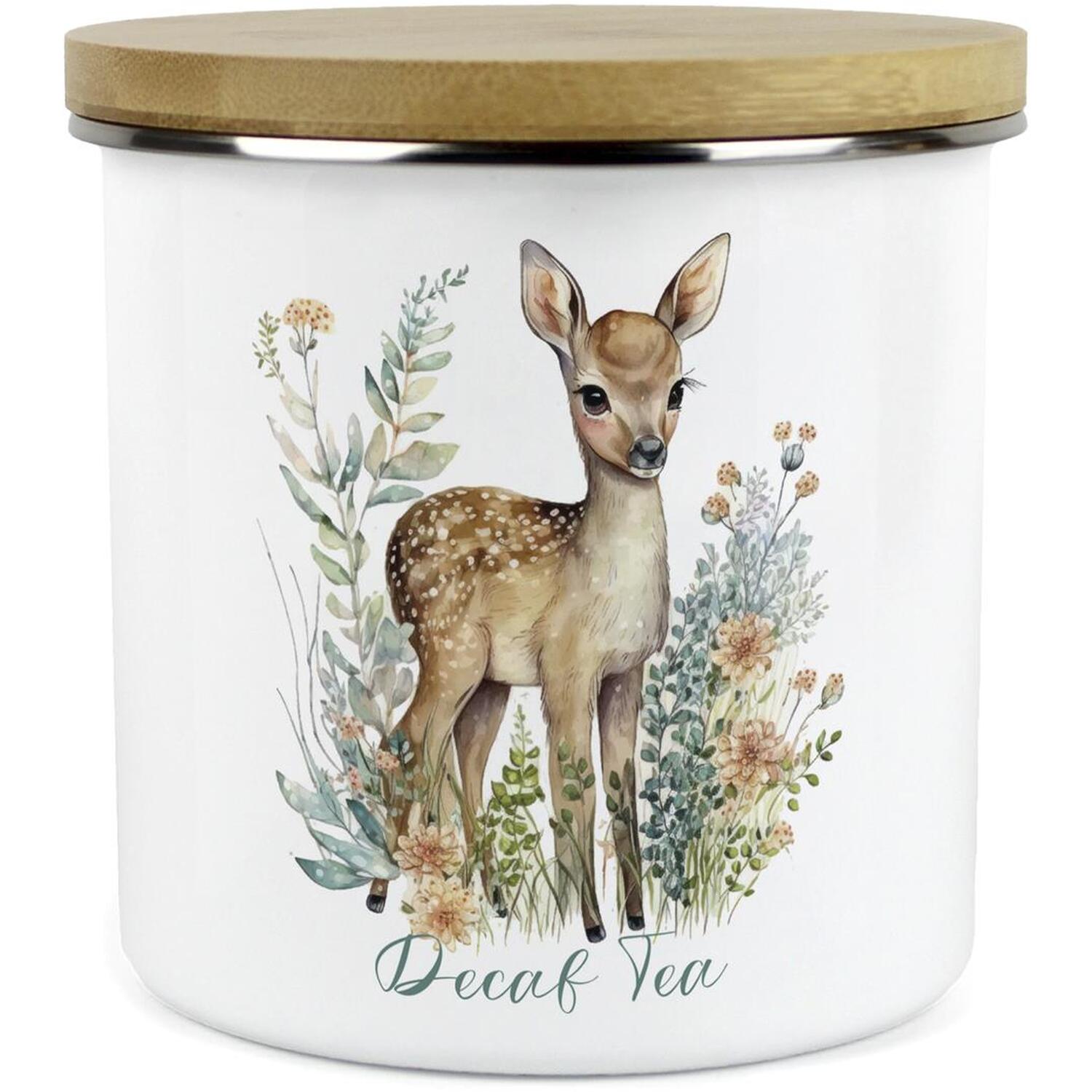 Purely Home Baby Deer Large Kitchen Storage Canister - White / Large