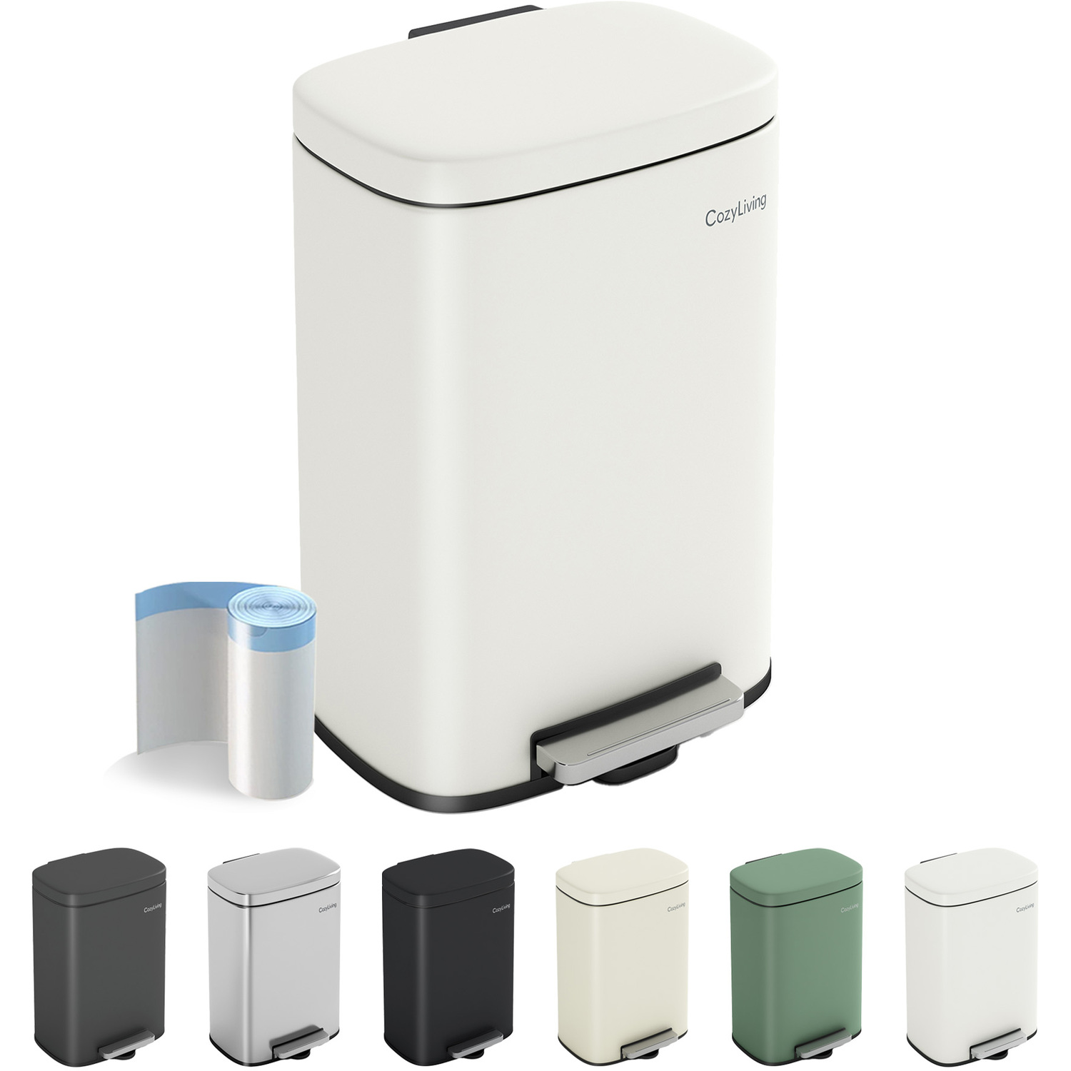 Mcc Direct Cozyliving 12L Pedal Bin - White - White - Image 1