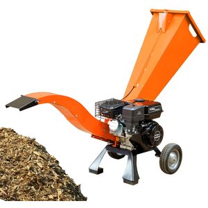 7HP Petrol Wood Chipper Shredder - 212cc engine, chips up to 60mm, heavy duty, adjustable chute