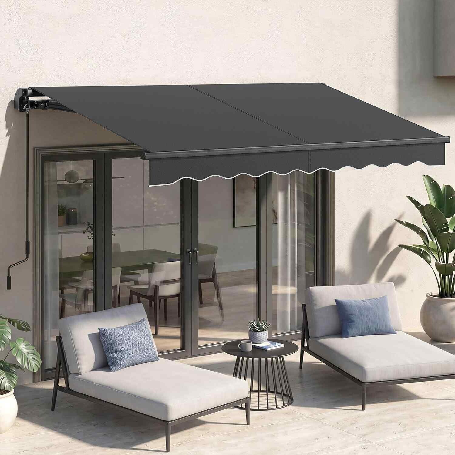 Image of Manual Retractable Patio Awning Crank, Grey&hellip;