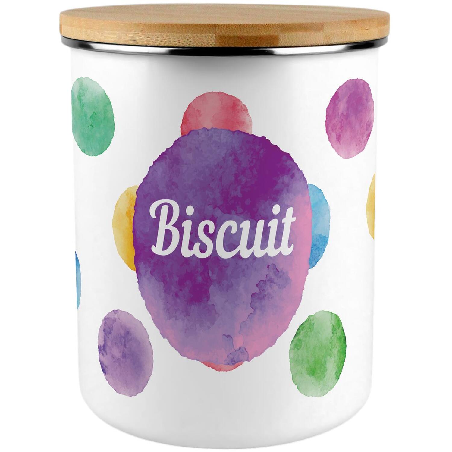 B&Q -  Polka Dots Biscuit CanisterMulticoloured Spotty Large Enamel Kitchen Storage Container/cookie Jar Gift - Image 3