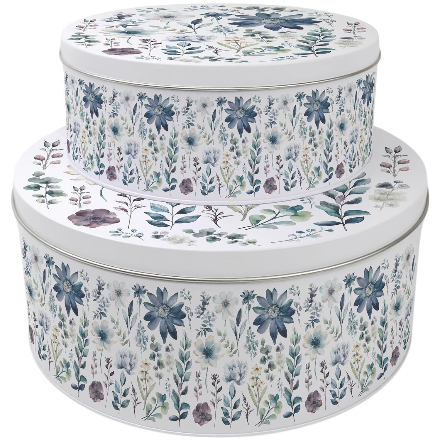 Image of Blue Pastel Flowers Cake Tin Set&hellip;