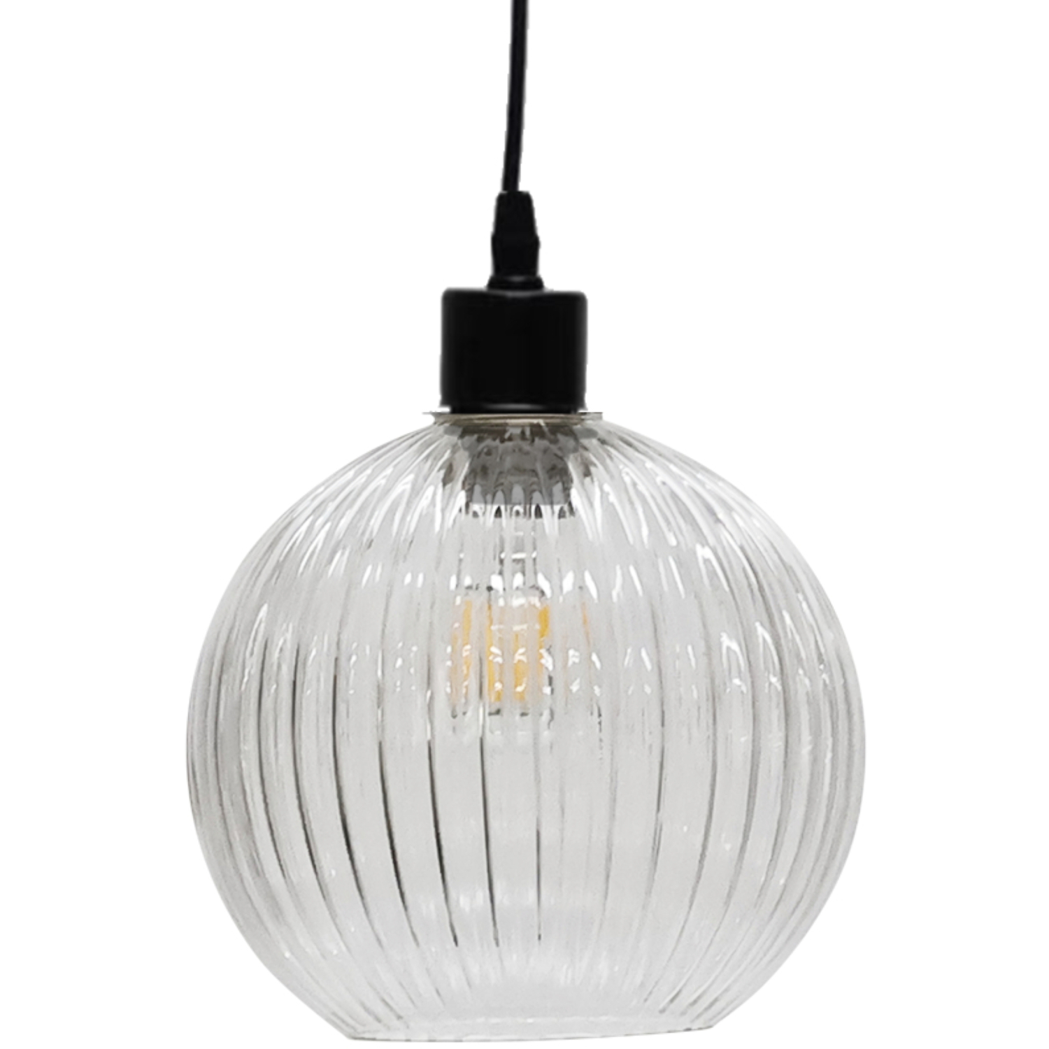 First Choice Lighting Betchley Easy Fit Glass Pendant Shade - Clear Ribbed - Image 2