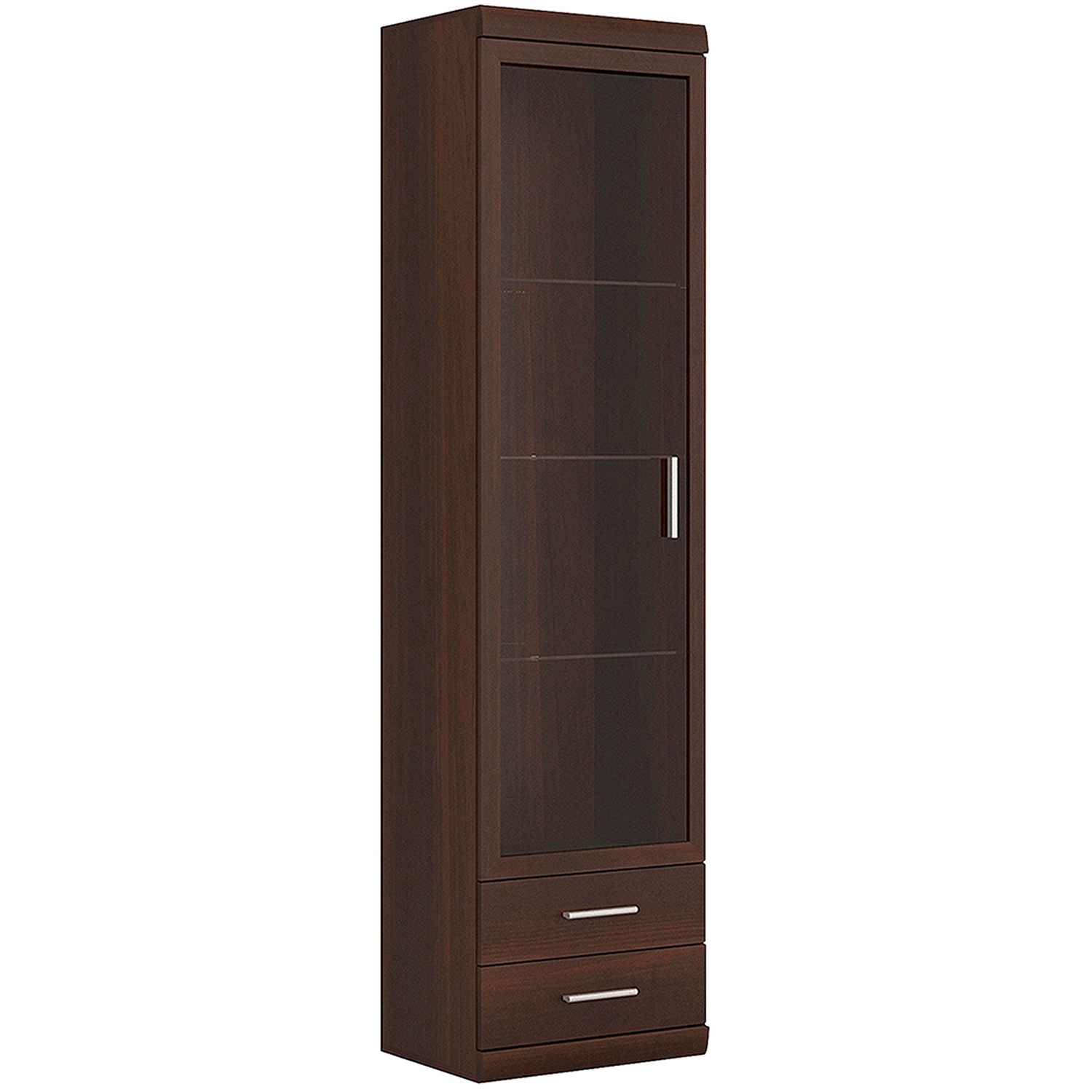 Furniture To Go Imperial Tall Glazed 1 Door 2 Drawer Narrow Cabinet In Dark Mahogany Melamine - Dark Mahogany
