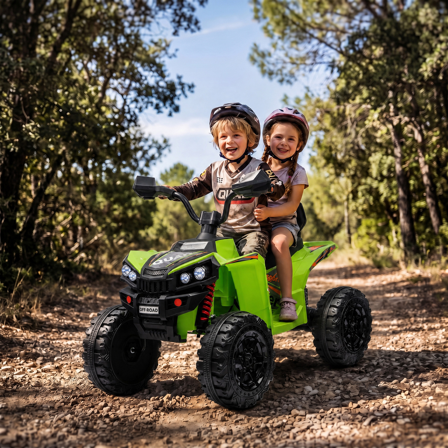 Aiyaplay Green 24V 2 Seater Electric Quad Bike For Kids, Ride On Car Atv - Image 3
