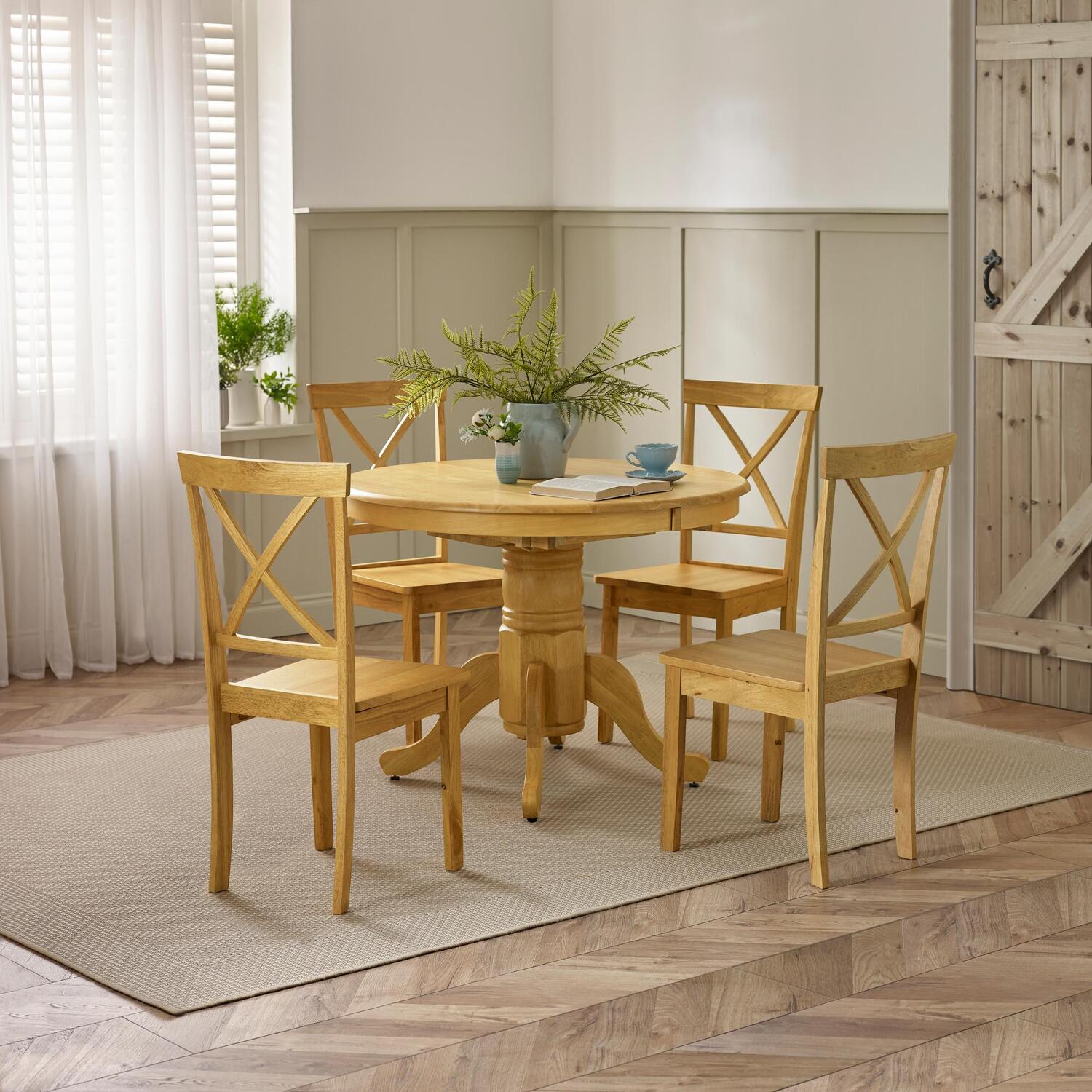 Padstow Wooden Extending Dining Table With Millford Chairs