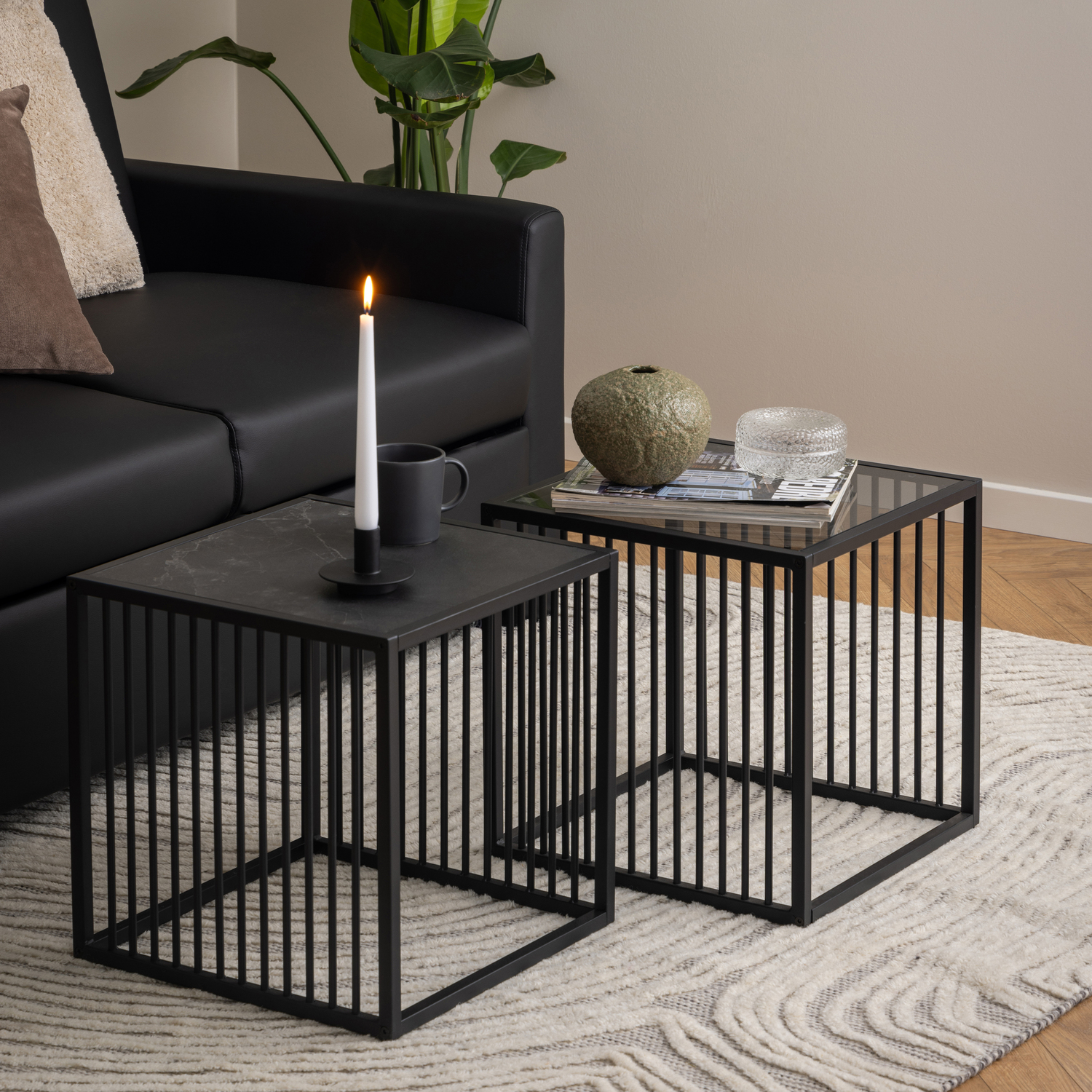 Indoor Furniture Group Strington Side Table Black Glass Top - Image 3