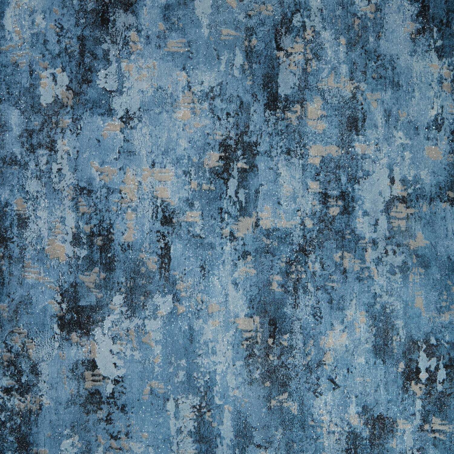 B&Q -  Sample Of Nagano Wallpaper In Blue And Charcoal With Gold Metallic - Image 2