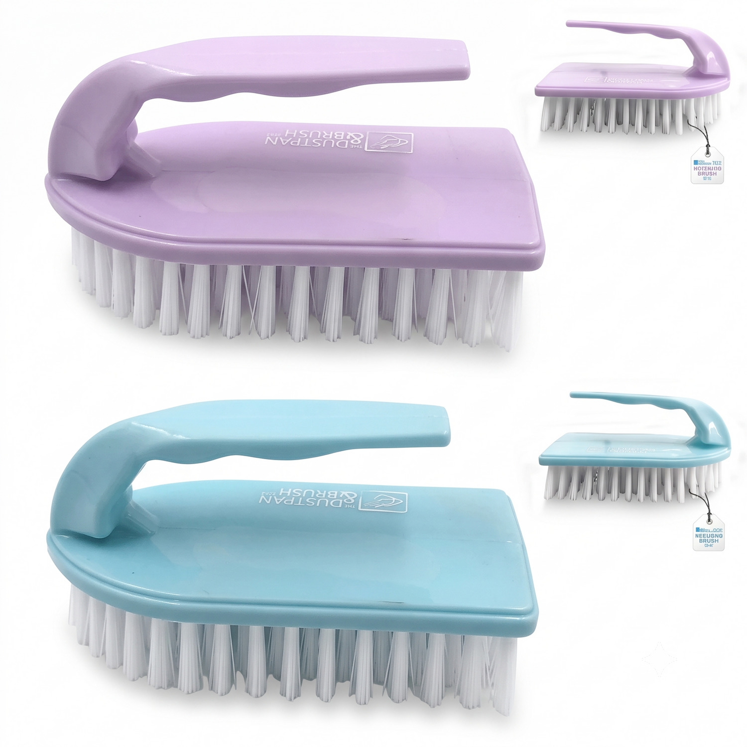 The Dustpan And Brush Store Iron Shaped Scrubbing Brush Heavy Duty Stiff Bristle Hand Brush - Pack Of 3 - Purple - Image 1