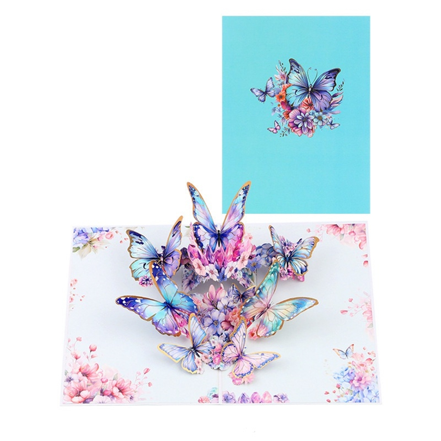 Hot Stamped Blue Butterfly 3D Pop Up Card - Birthday Mother's Valentine's Day - Image 2