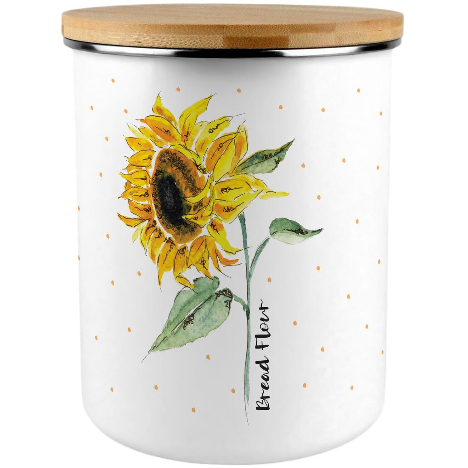 Purely Home Painted Sunflower Extra Large Bread Flour Canister - Yellow