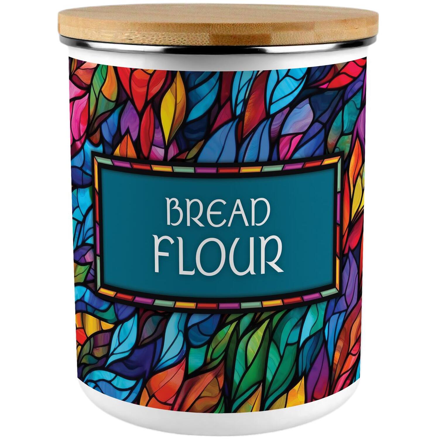 Purely Home Stained Glass Print Extra Large Bread Flour Canister - Multi