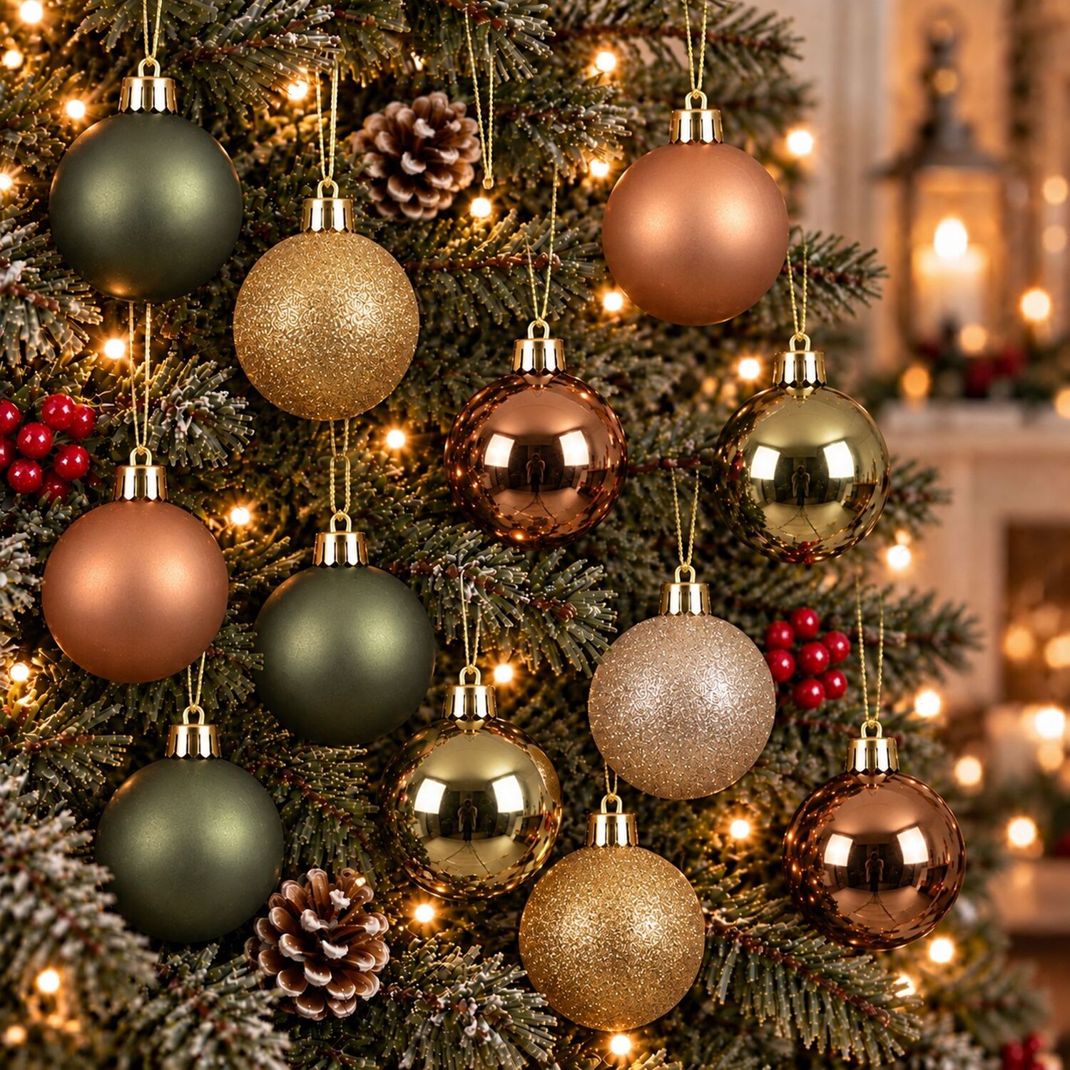 B&Q - Pack Of 30 Christmas Tree Baubles Shatterproof Rosemary Brandy Pearl - Image 2