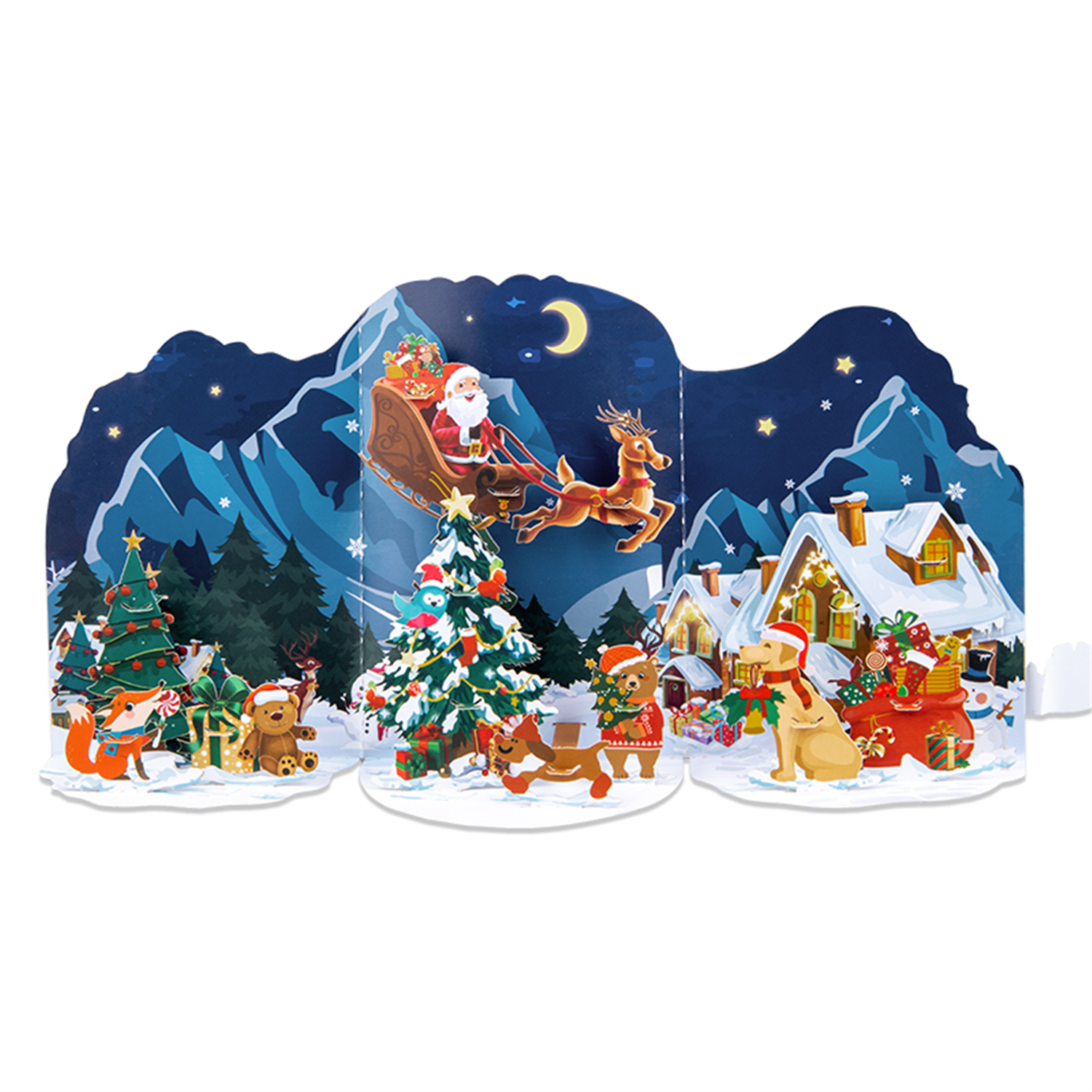 Brightfeel Santa¿S Sleigh Ride 3D Pop Up Christmas Card - White