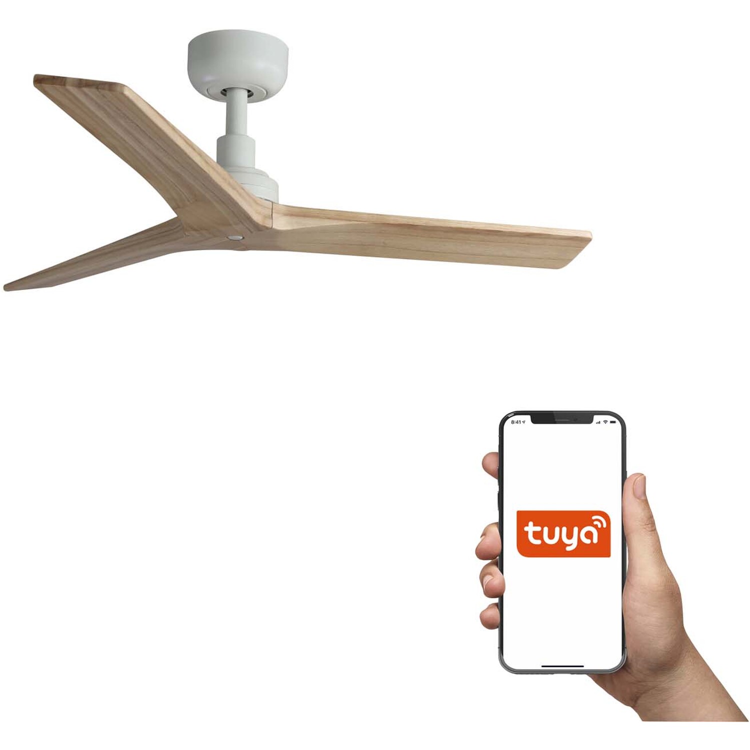 Klim Small Smart Ceiling Fan Black, Pine Blades - Image 2