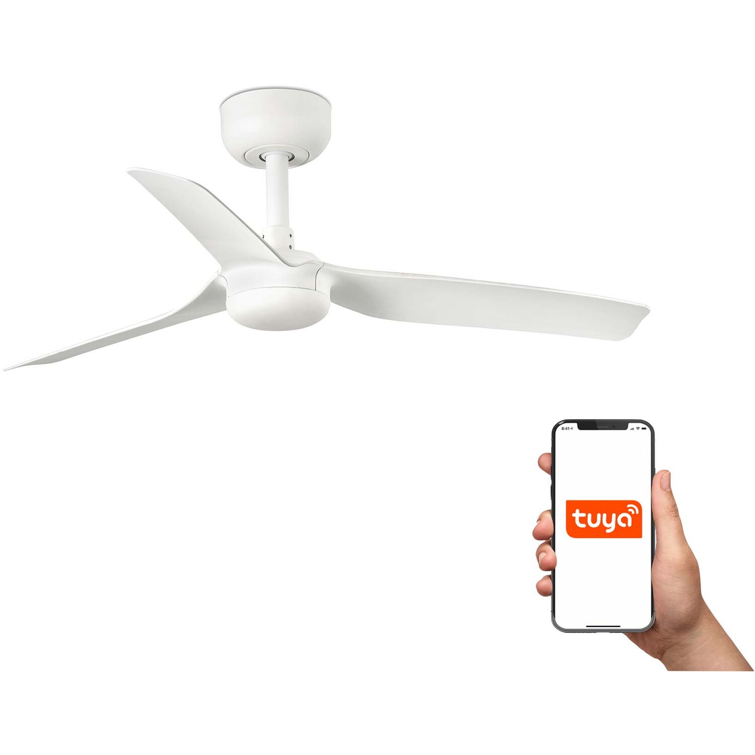 B&Q - Luminosa Mini Punt Small 3 Blade Ceiling Fan Matt White Tuya Smart System - Image 2