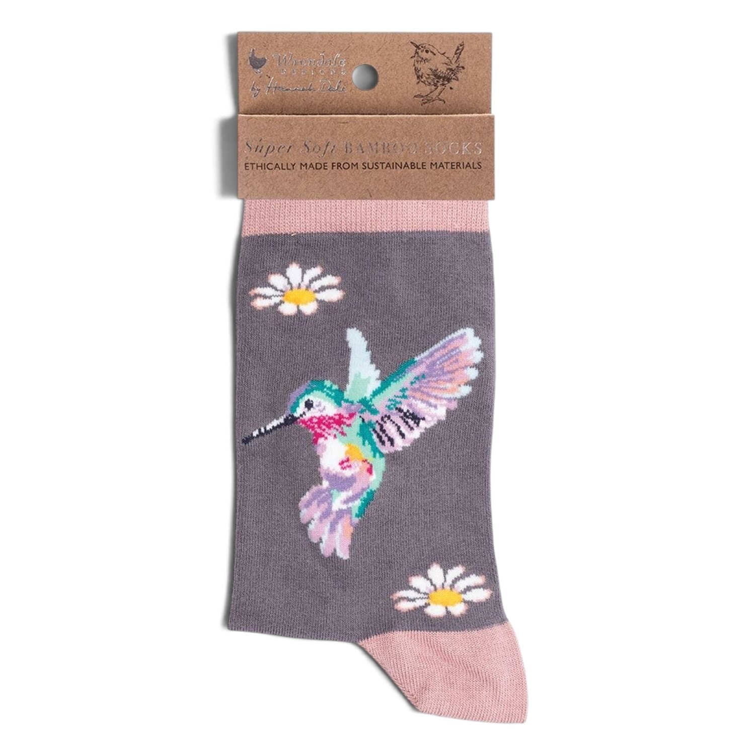 Bamboo Socks Hummingbird Super Soft Ladies - Wrendale Size 4-8 with Gift Bag - Image 4