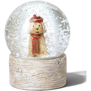Dog in Tartan Hat and Scarf Christmas Snow Globe