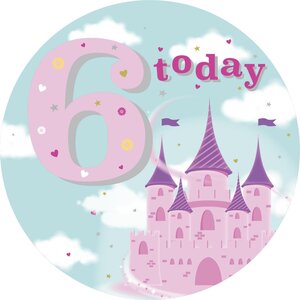 Jumbo Pink 6 Today Birthday Badge Pack of 12