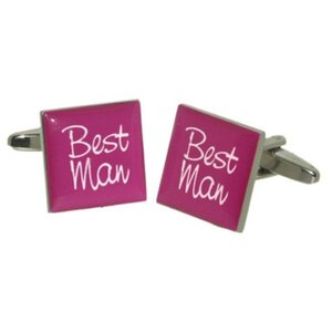 Best Man Square Cufflinks - Pink