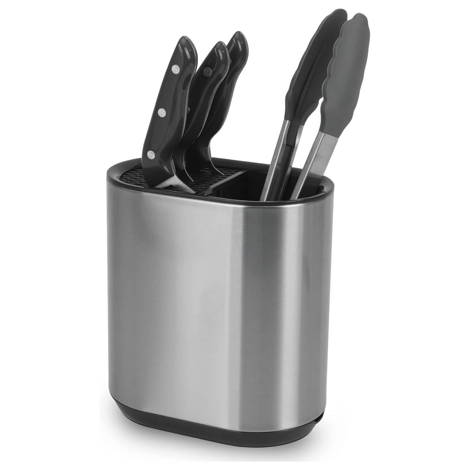 Rackhams Silver Kitchen Knife Block And Utensil Holder Storage Caddy Stainless Steel - 1 - Stainless Steel - Image 3