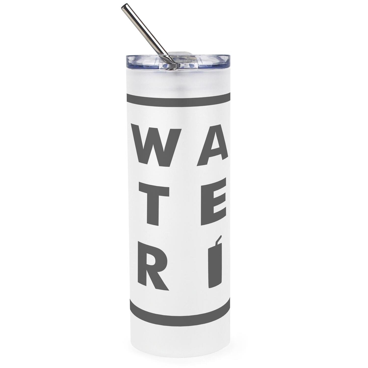 Purely Home Minimalist Water Frosted Glass Travel Flask With Straw