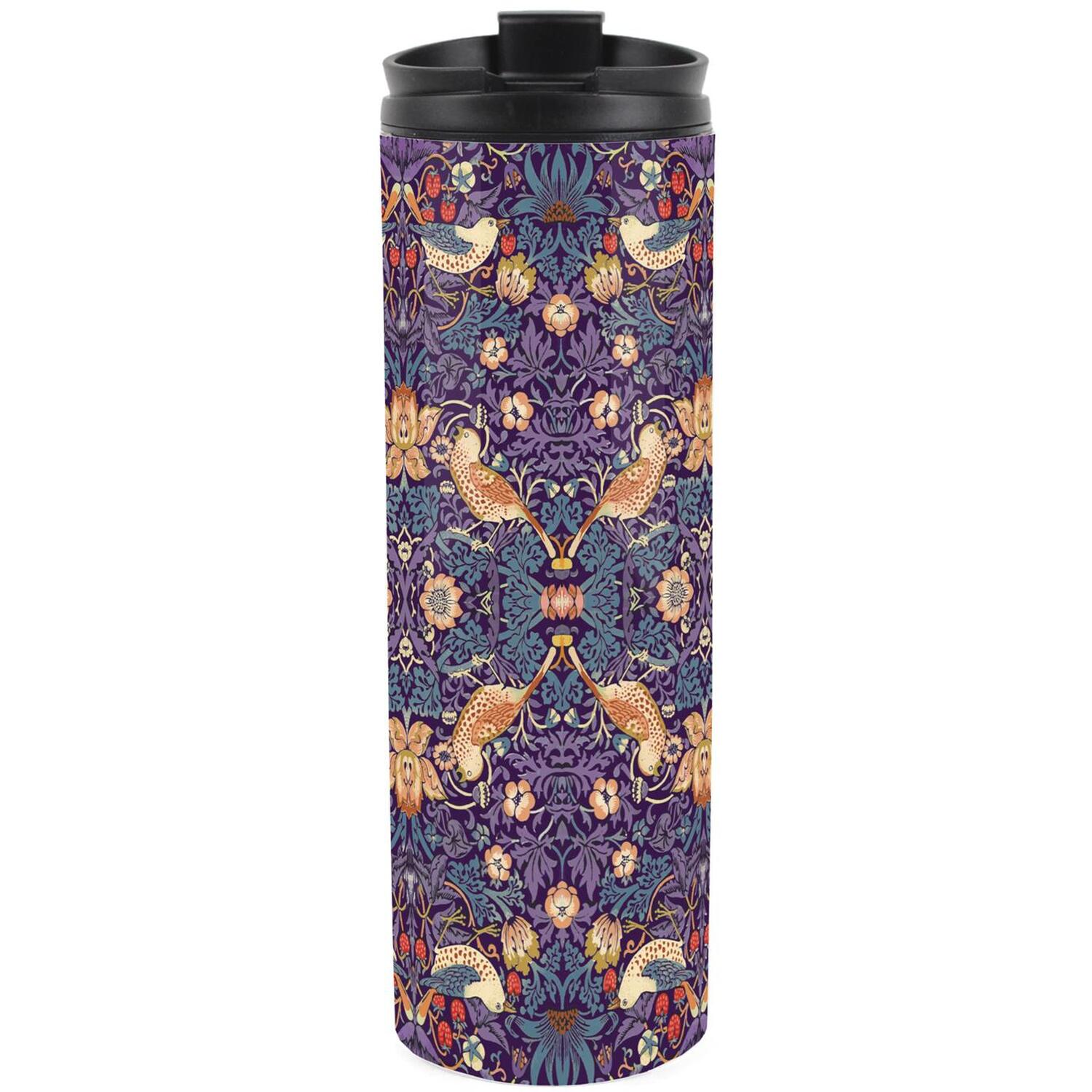 Purely Home Purple Strawberry Thief Stainless Steel Travel Flask - Image 1