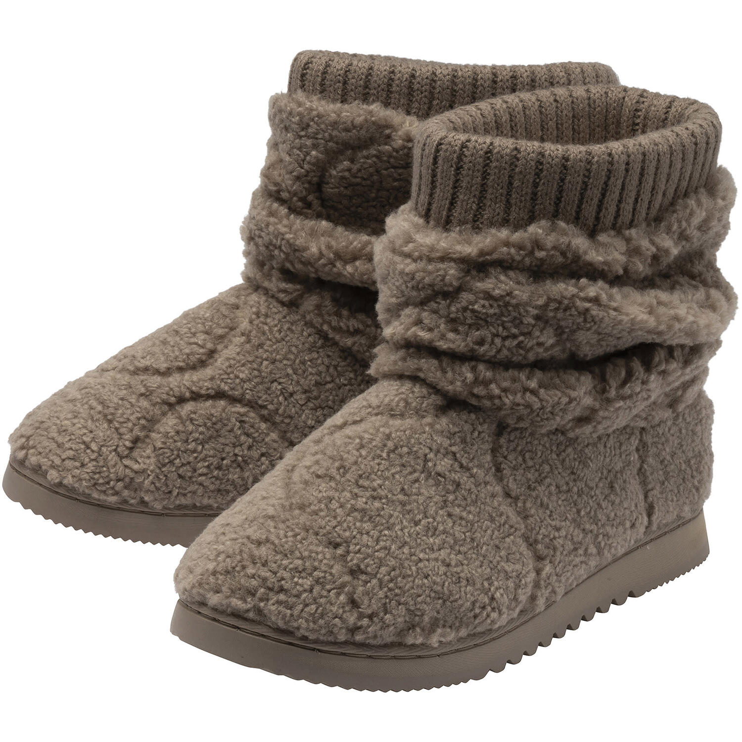 Dunlop Ladies Teddy Fleece Bootie Slippers