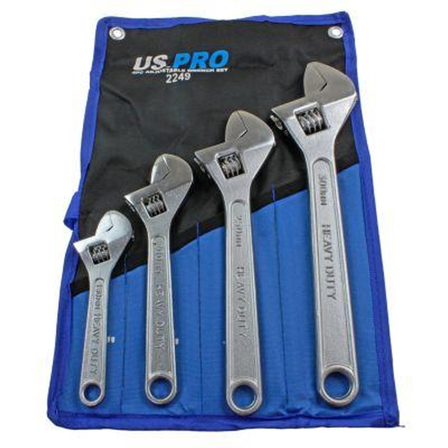 US PRO Tools 4pc Adjustable Wrench/Shifting Spanner Set 6'' 8'' 10'' 12'' Chrome Finish 2249 - Image 3