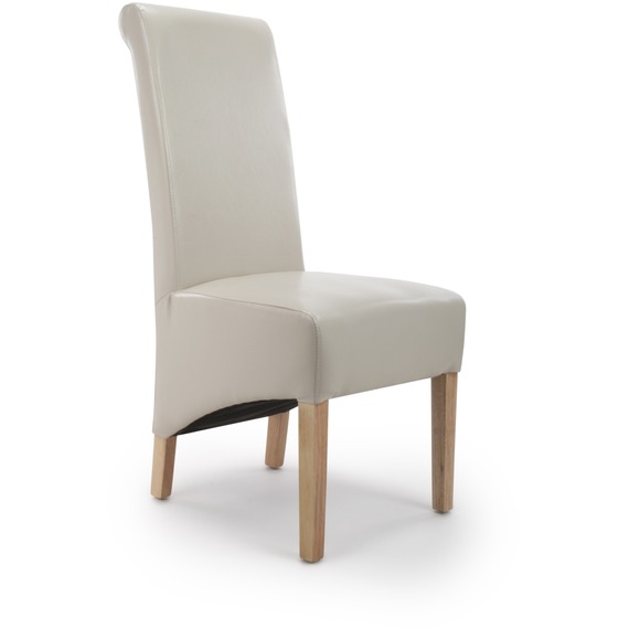 Pair of Krista Roll Back Bonded Leather Ivory Dining Chairs