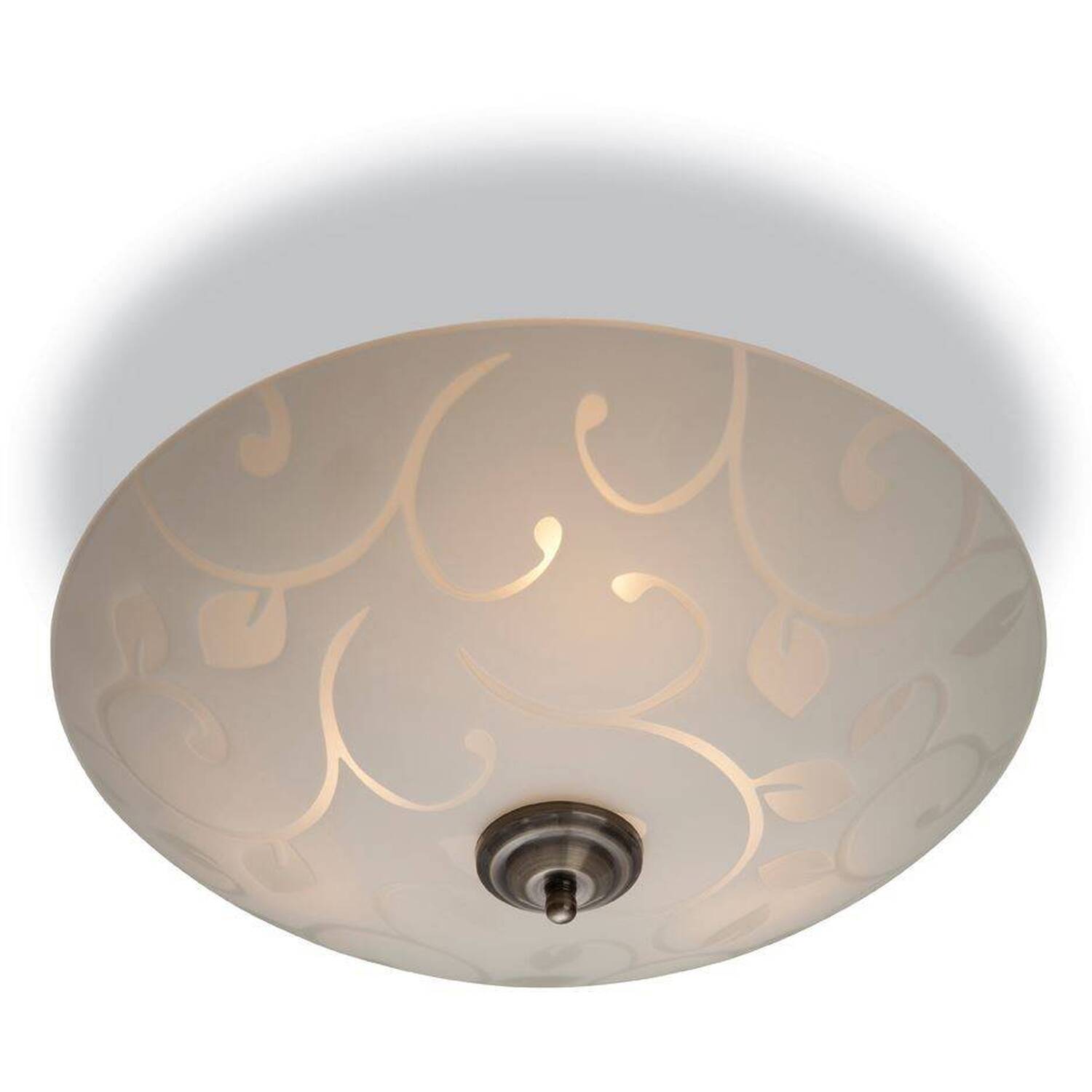 Sadie 3 Light Semi Flush Ceiling Light Opal Glass, Decorative Pattern, E14 - Opal Glass thumbnail