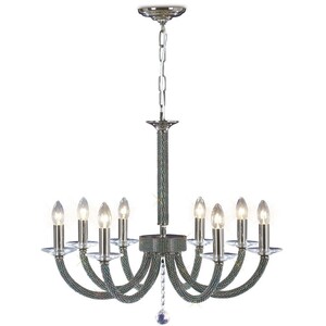 Elena Ceiling Pendant Chandelier 8 Light Black Chrome, Crystal