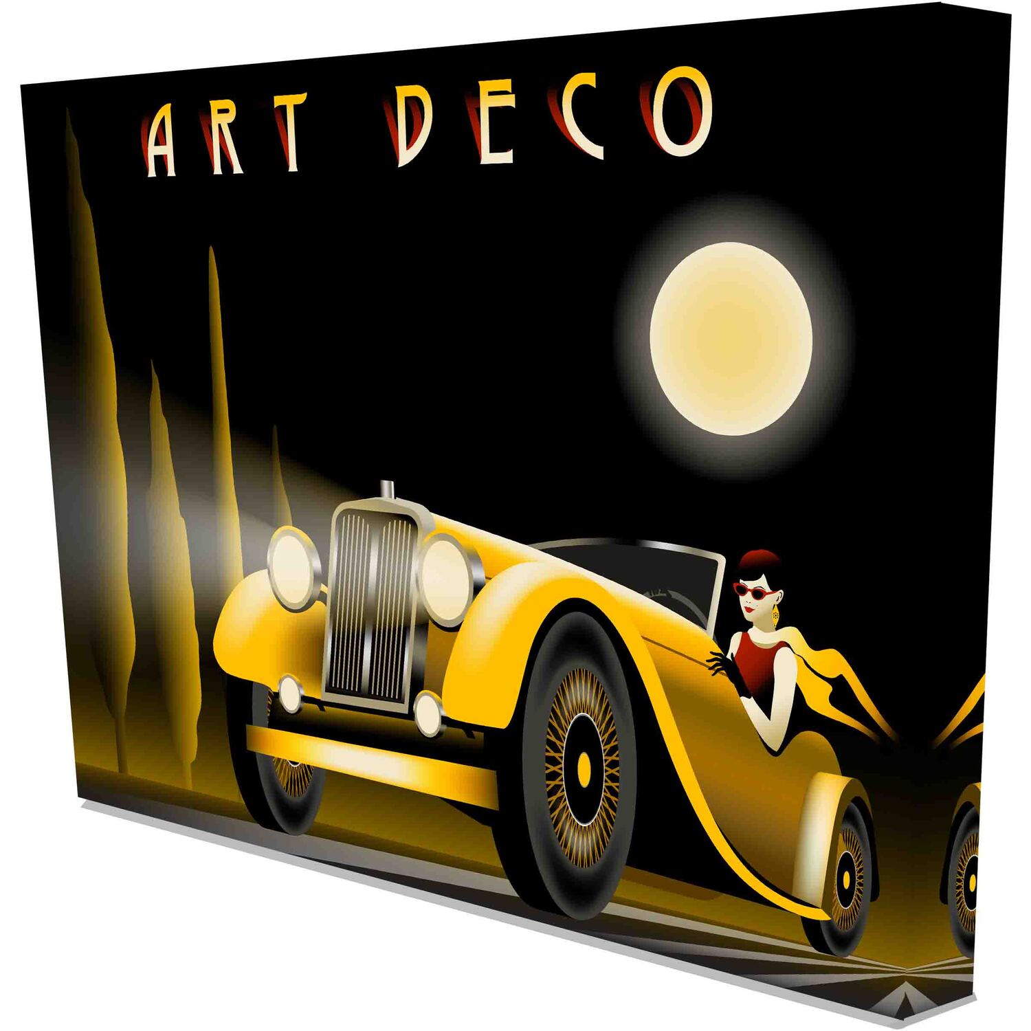 The Woman in the Car - Wrapped Canvas Graphic Art Print - Yellow / 51cm / 77cm