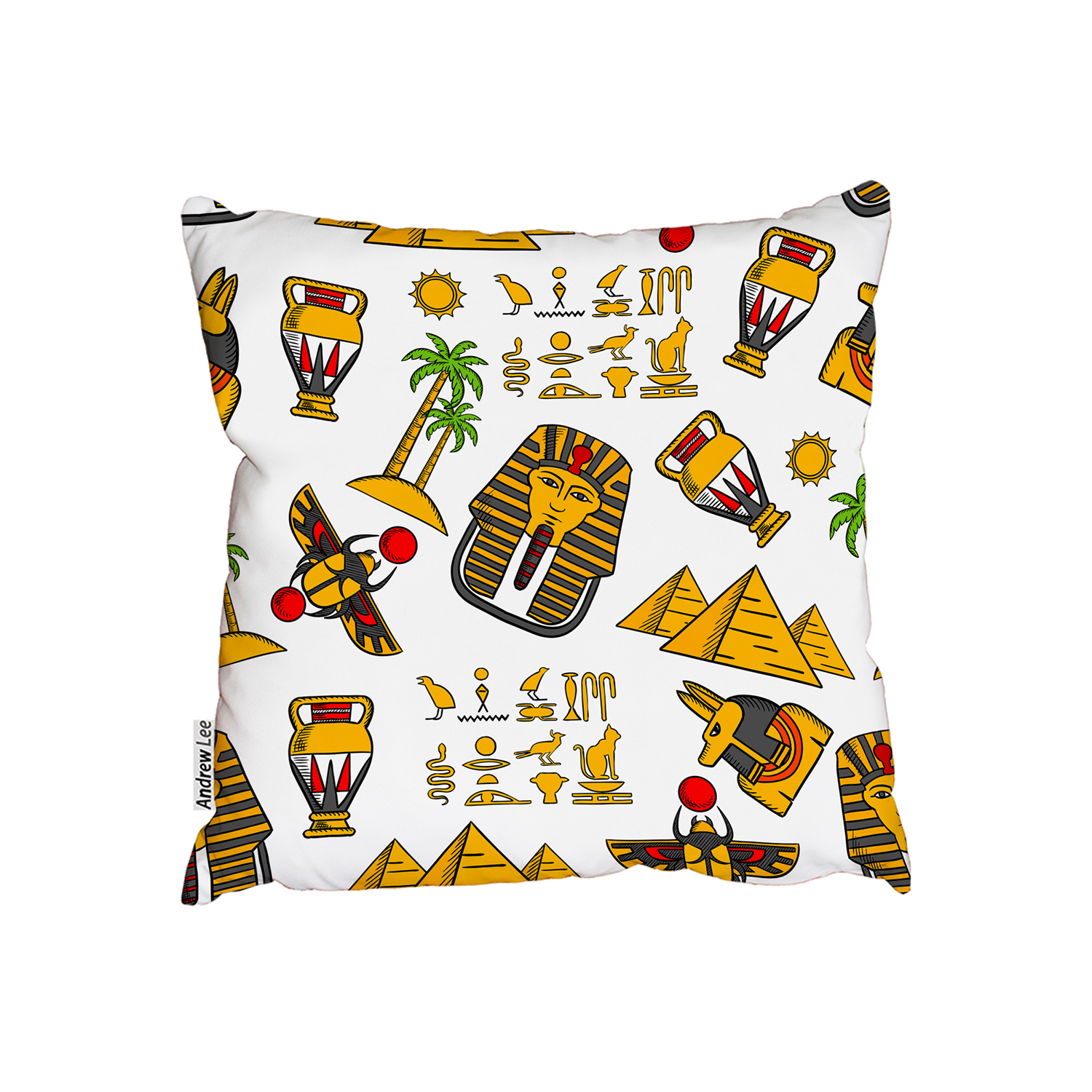 Ancient Egyptian Hieroglyphics Cushion - Orange / 60cm