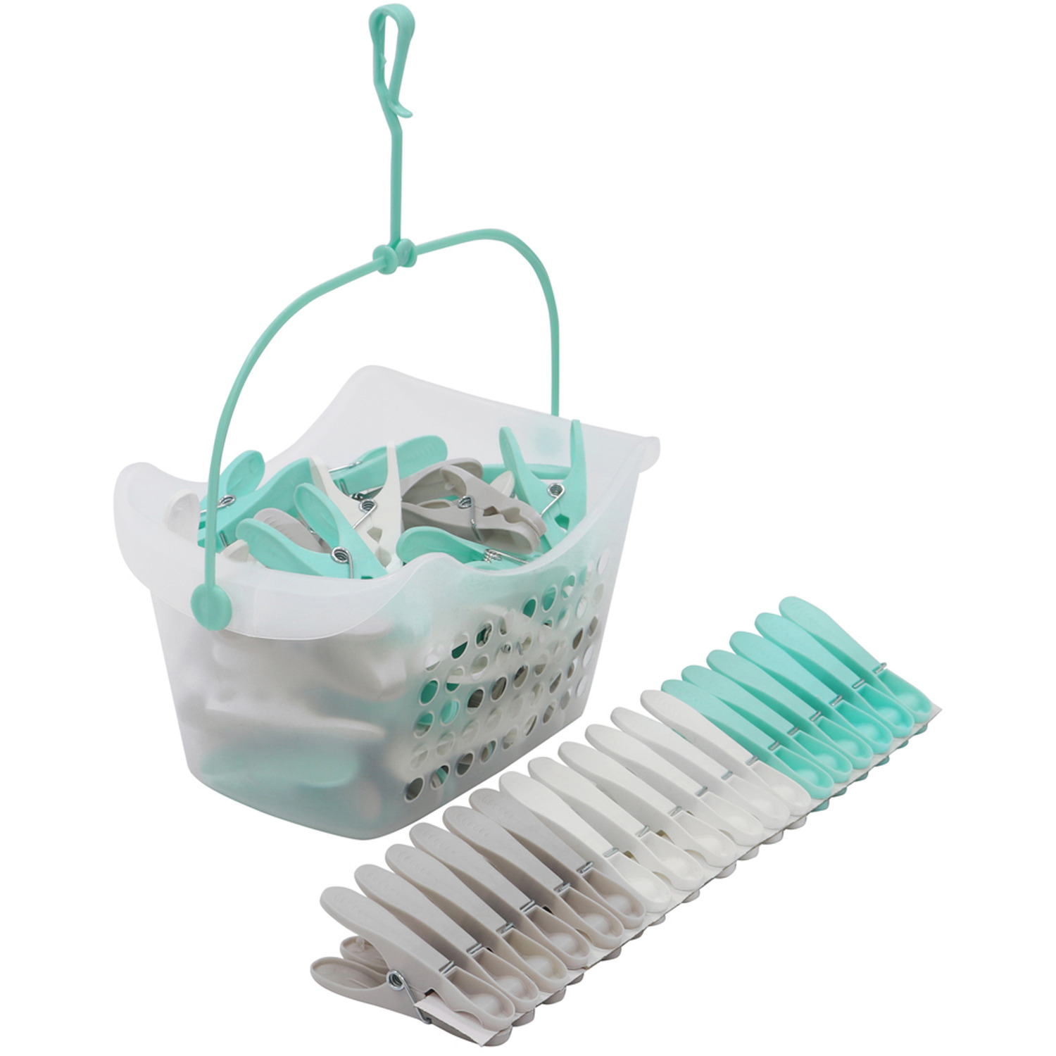 Jvl Plastic Peg Basket With 72 Extra Strong Pegs - Clear