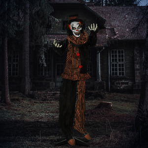 Outsunny Halloween Decorations Circus Clown Lighted Life Size Animated Prop