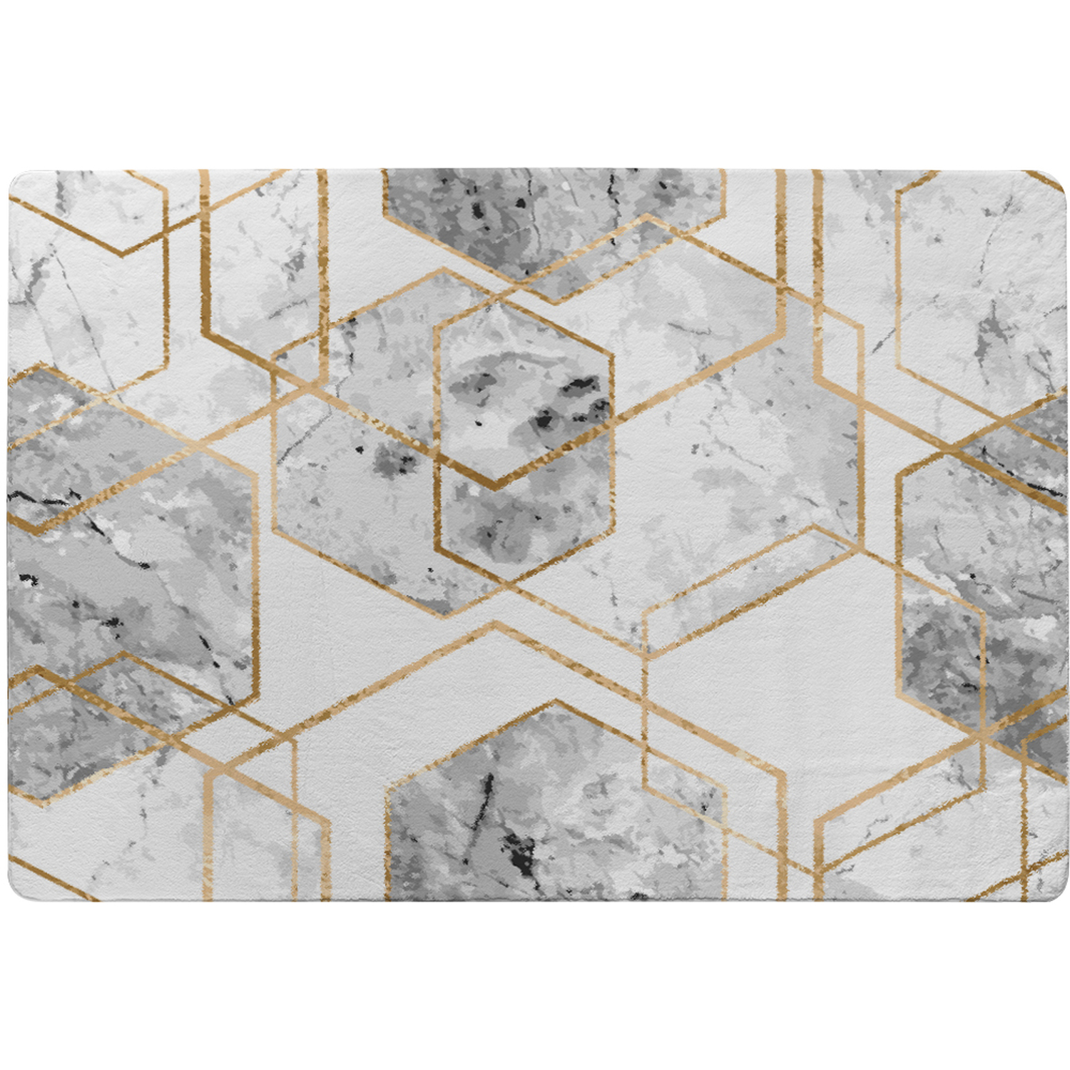 Geometric Marble Pattern With Gold Glitter Rug - Gold / 150cm thumbnail