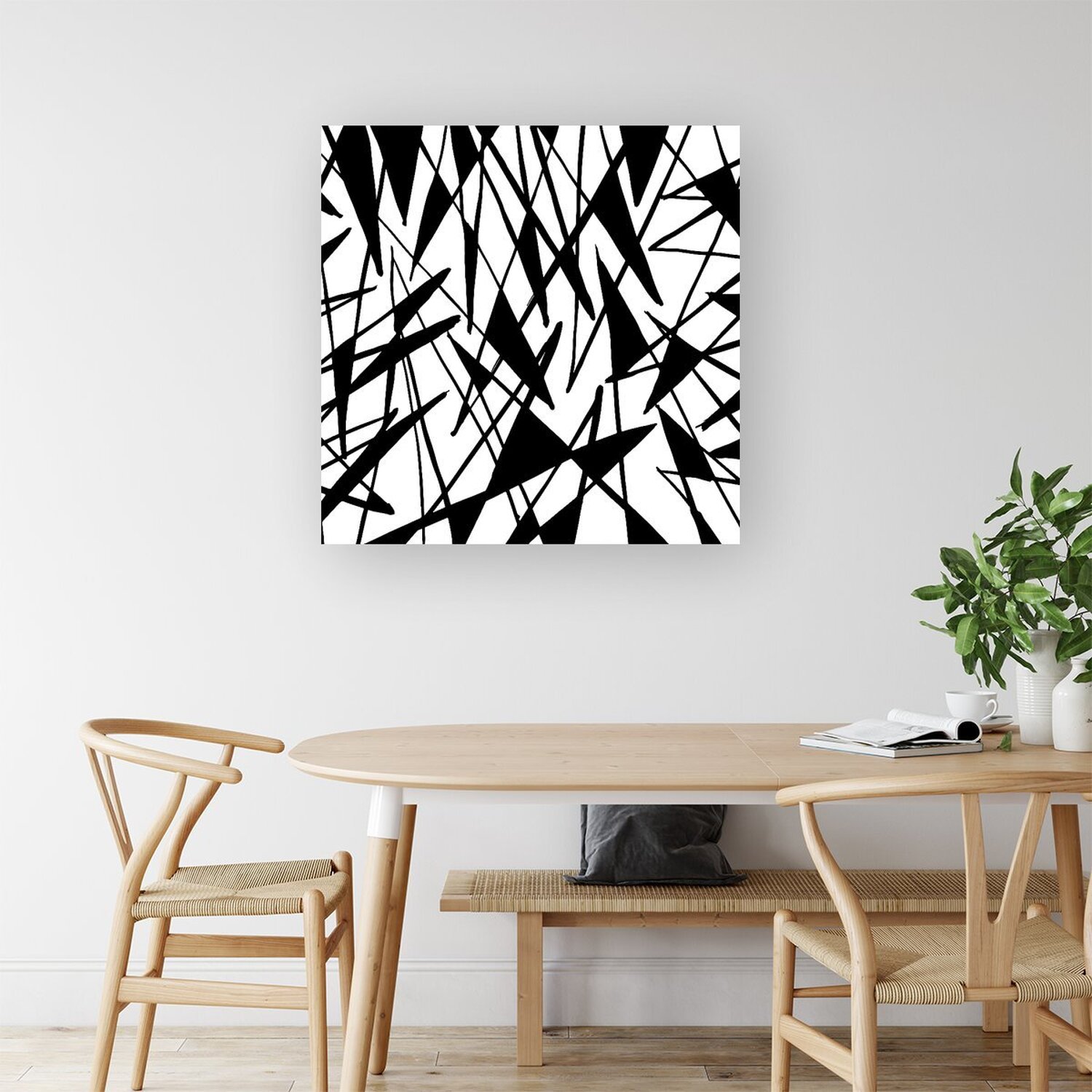 Warren Reed - Designer - Brush Abstract Pattern Canvas Print - Grey / Large thumbnail