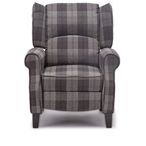 Grey Eaton Wing Back Fireside Check Fabric Recliner Armchair shot 2417085
