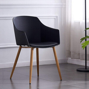 Black Single Eden Plastic Dining Chair with Padded Leather Cushions for Dining Room shot 2479424
