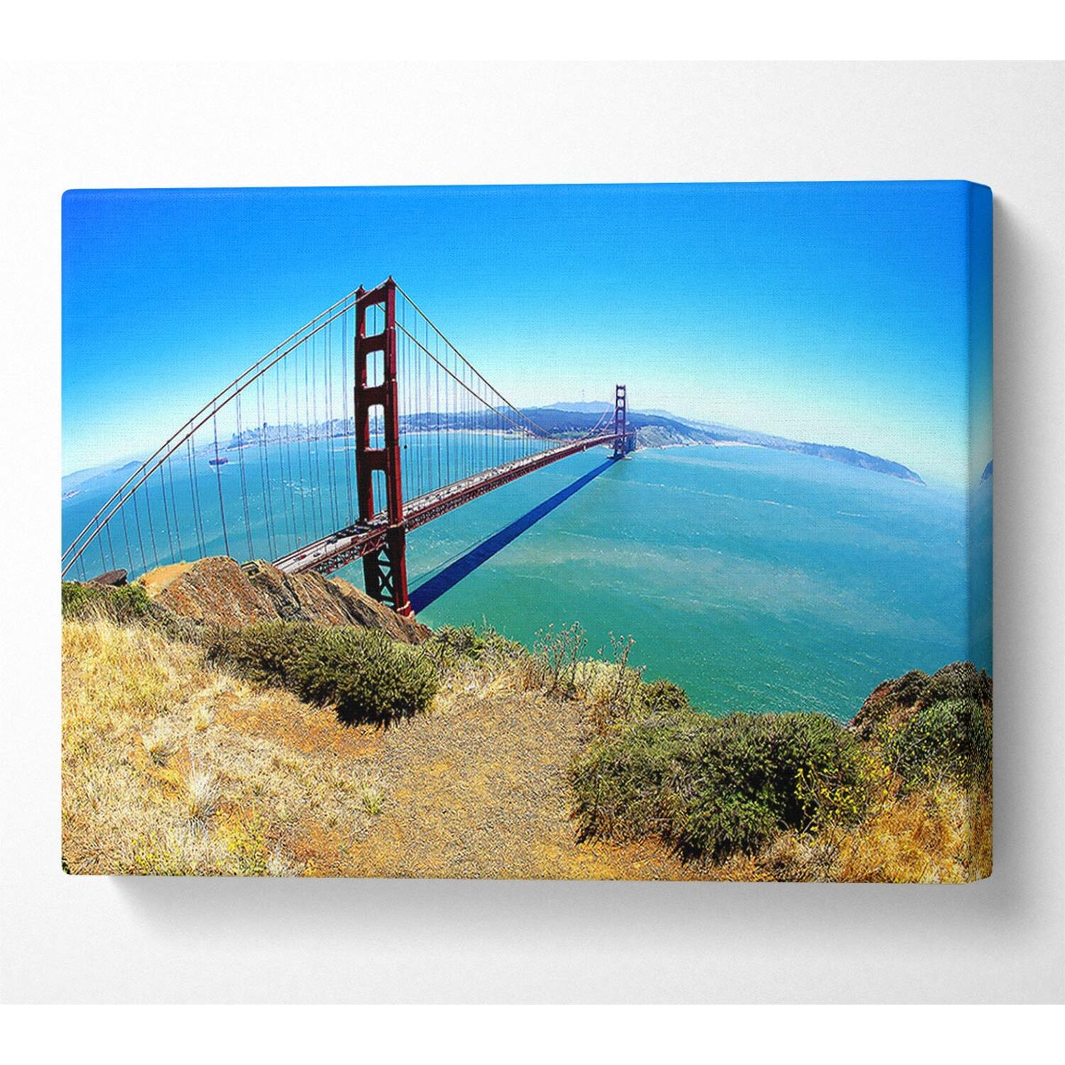 Wallart-Direct - Golden Gate Bridge Days Canvas Print Wall Art - Yellow / 101.6cm thumbnail