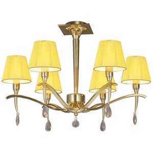 Siena Semi Flush Ceiling E14, Polished Brass, Amber Cream Shades, Crystal