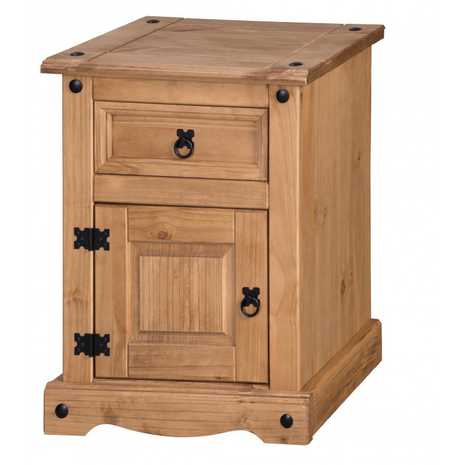 Corona Medium Pot Cupboard Bedside Cabinet 1 Door Drawer Solid Wood Pine Wooden - Brown
