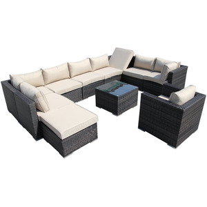 11 Piece Rattan Garden Patio Sofa Set