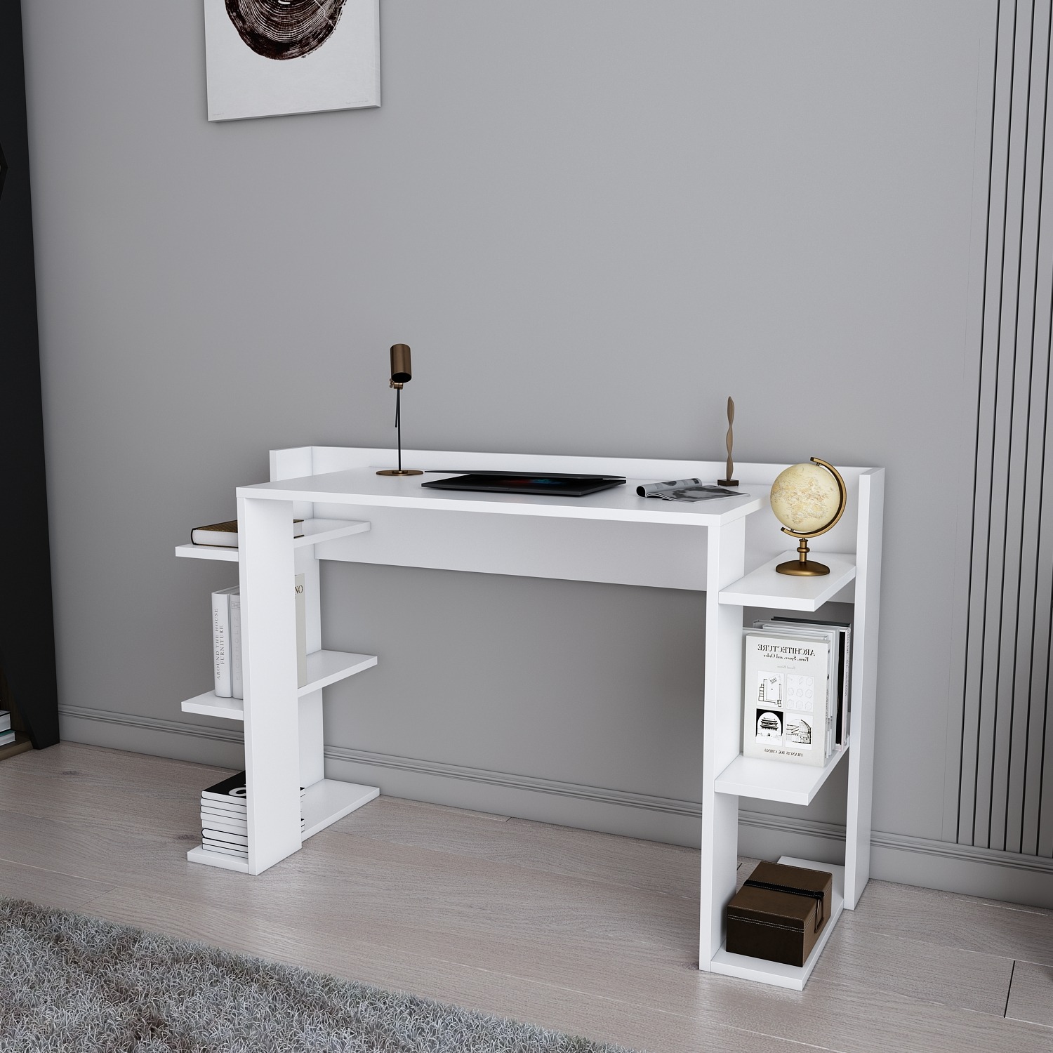 Cina Computer Desk - White