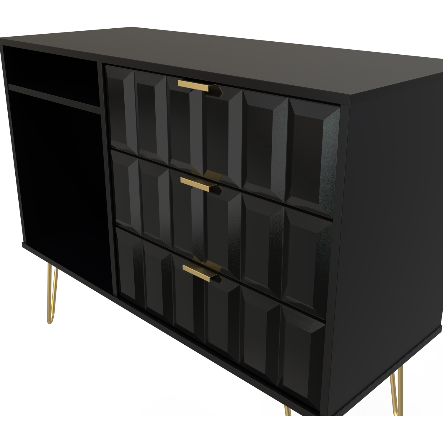 Cube 3 Drawer Tv Unit - Black Matt